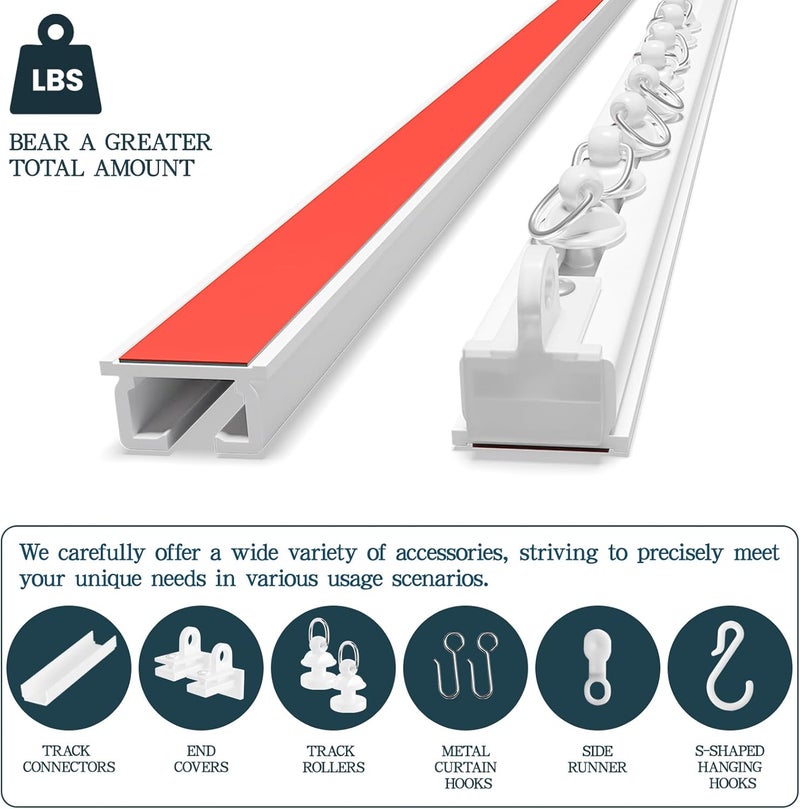 gonnrly Adhesive Ceiling Curtain Track, Paste Type No Need to Drill, Suitable for Smooth Ceiling or Wall, Closets, Door and Window Frames, Meet Multi-Scenario and Multi-Functional Needs-4.56M/15FT - Image 4